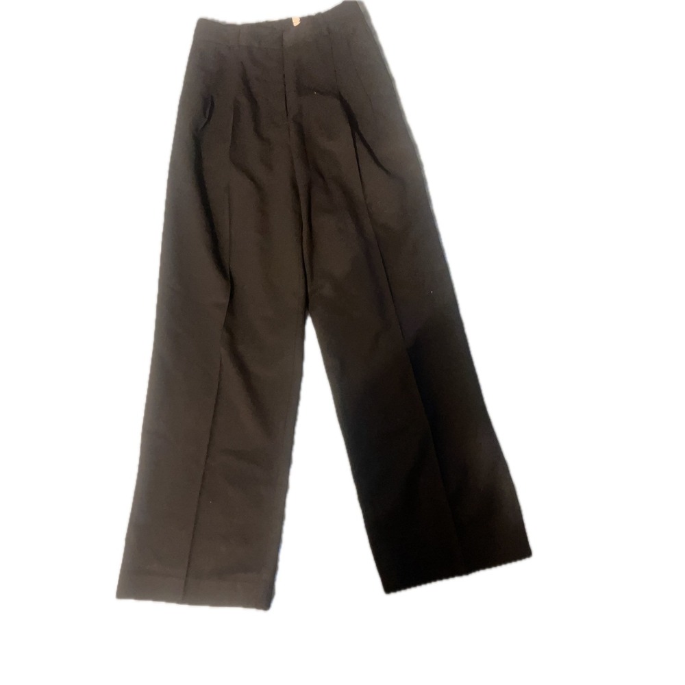 Babaton Black Pleated Wide Leg Trousers High Rise Size 6